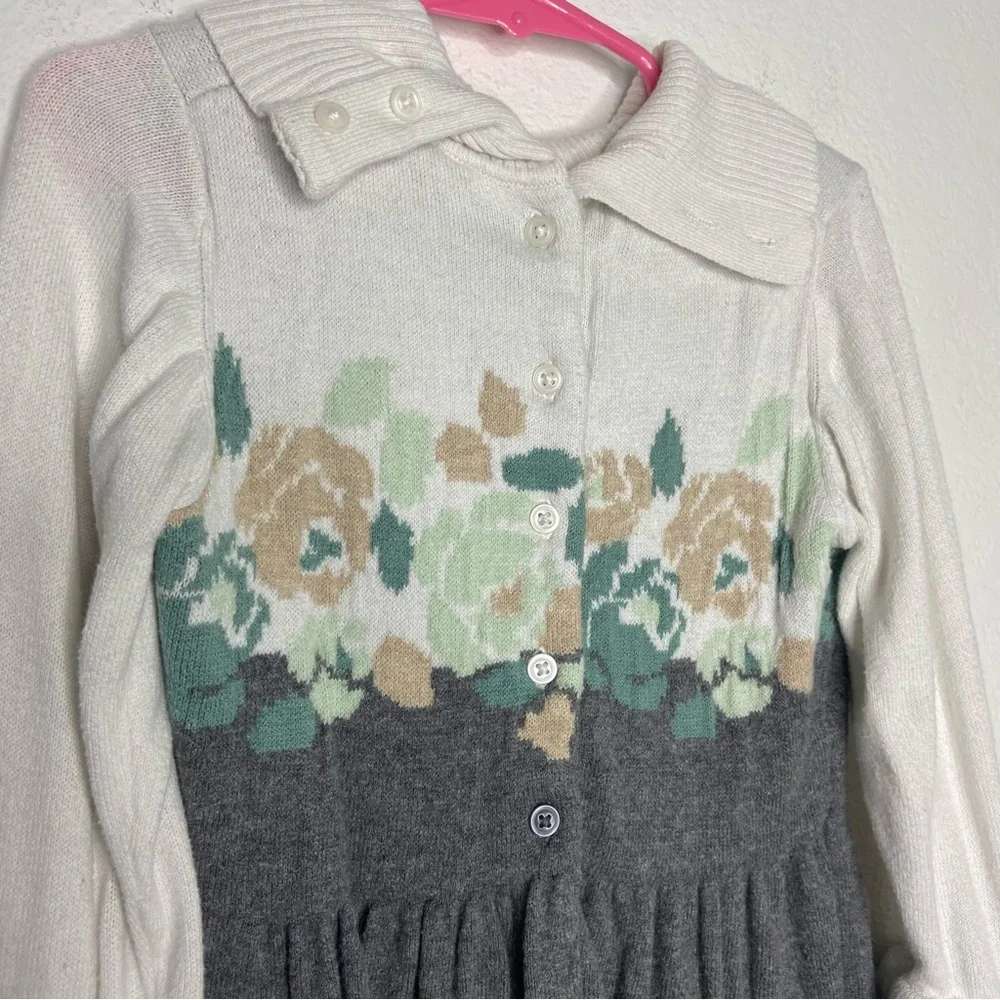 Janie and Jack Green Floral Sweater Dress Size 6